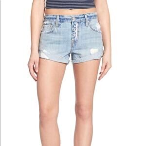 LEVI'S Rolled Distressed Exposed Button Front Denim Shorts Size 32
